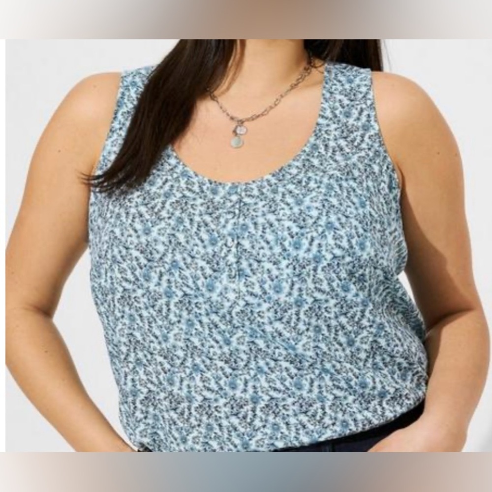 TORRID Challis Henley Pocket Sleeveless Tank Lany Floral Size 3